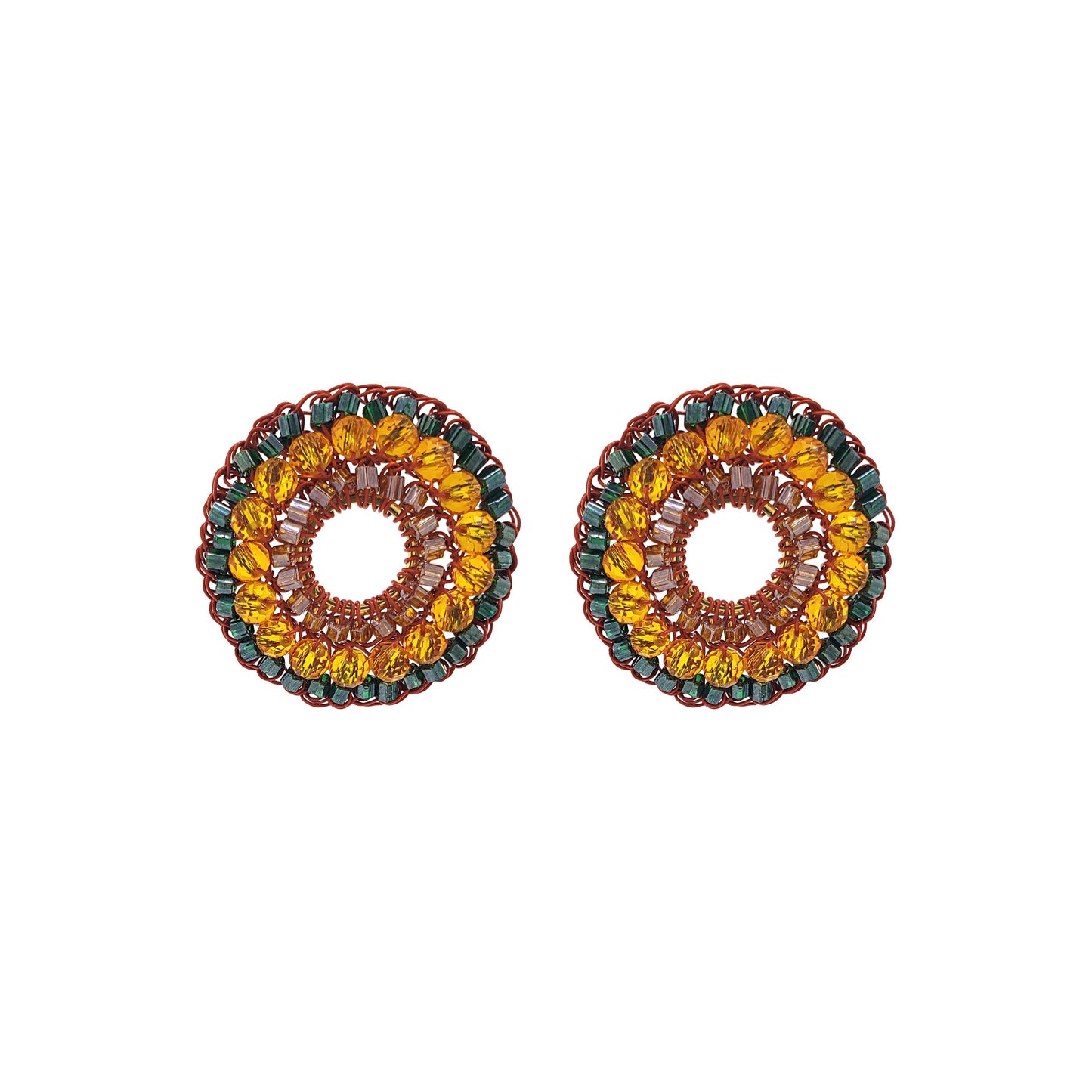 Mystic Amber Mix Gush Post Handmade Crochet Earrings