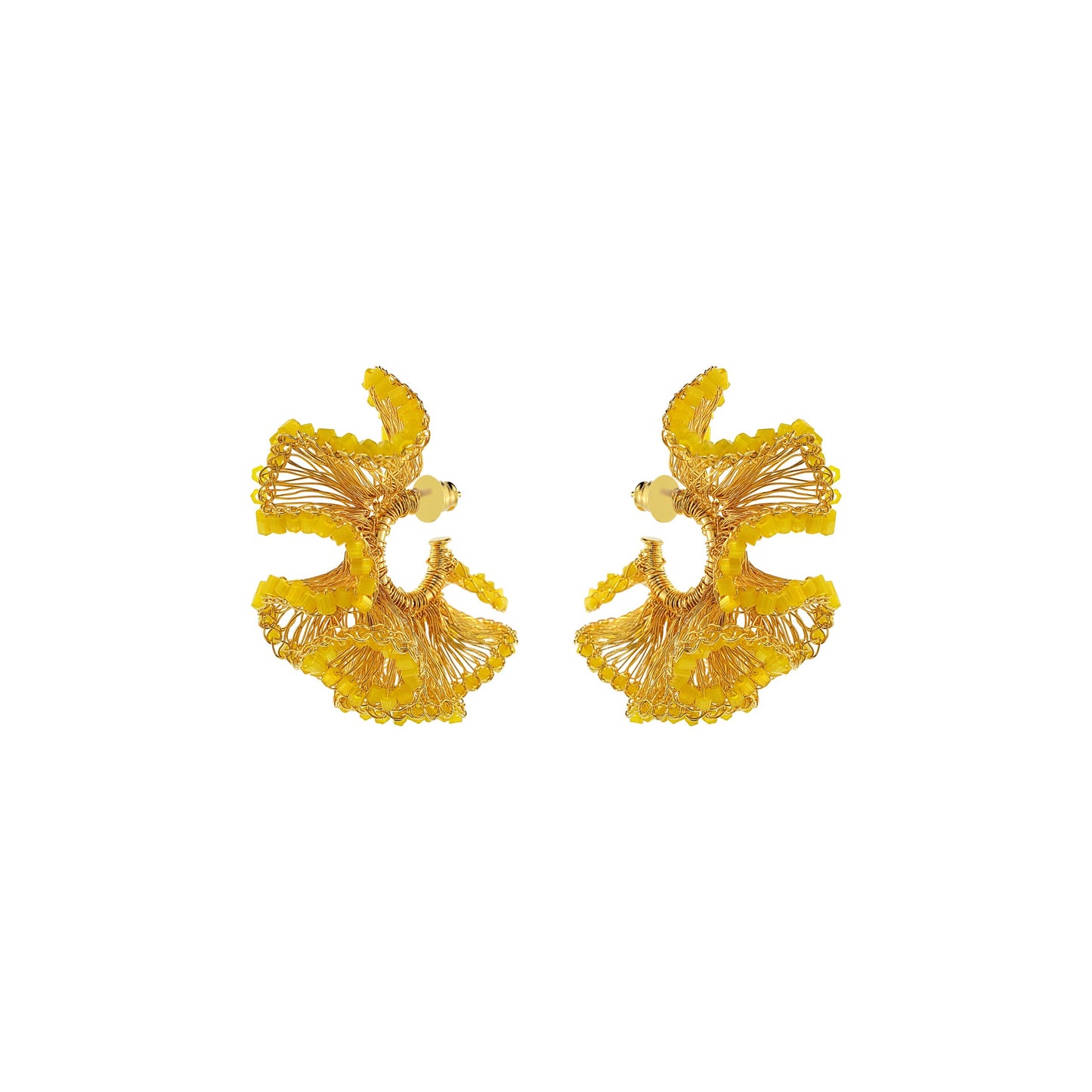 Yellow & Gold Rio Hoops Handmade Crochet Earrings