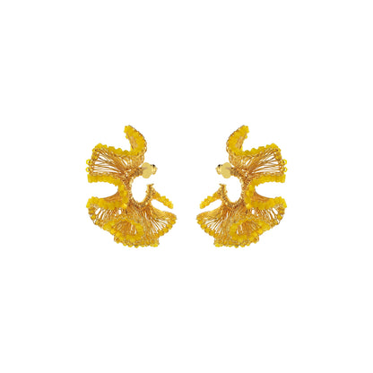 Yellow & Gold Rio Hoops Handmade Crochet Earrings