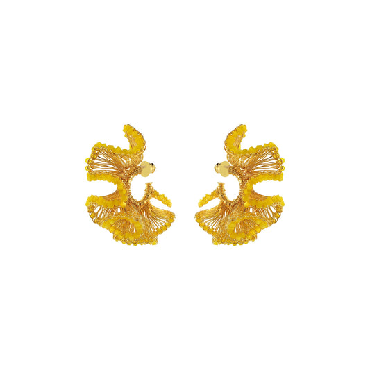 Yellow & Gold Rio Hoops Handmade Crochet Earrings