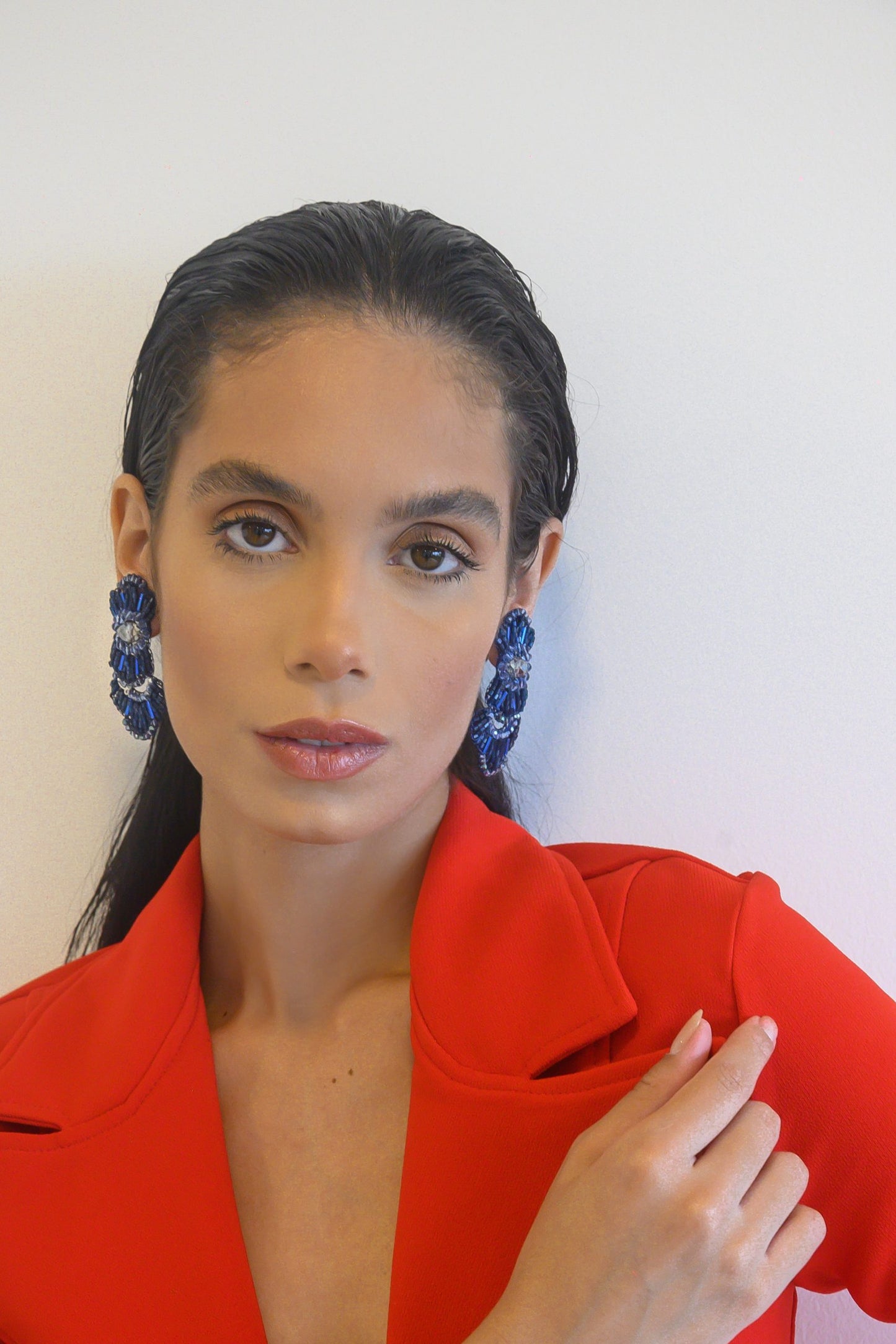 Royal Blue Mix Queen Cascade Handmade Crochet Earrings