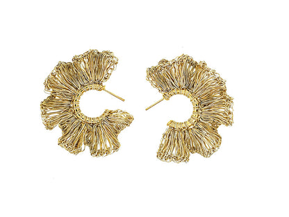 All Vintage Gold Rio Hoops Handmade Crochet Earrings