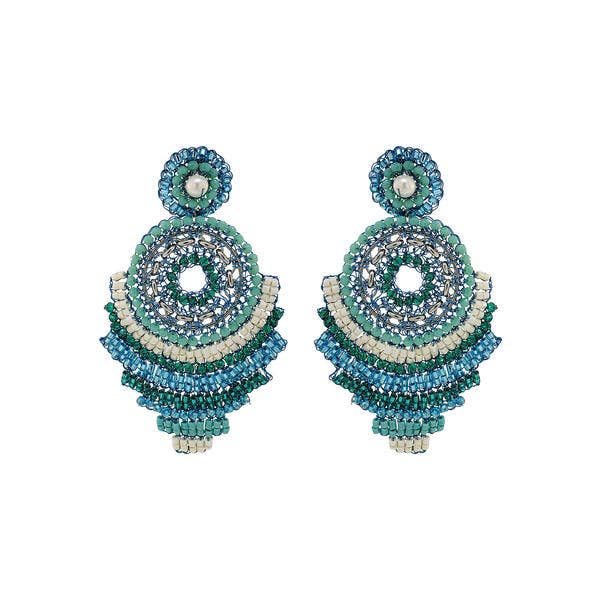 Ocean Blue Mix Ripples Maxi Handmade Crochet Earrings