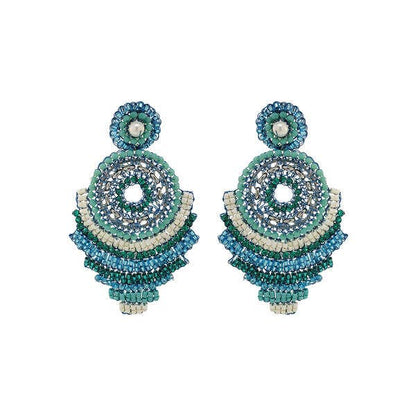 Ocean Blue Mix Ripples Maxi Handmade Crochet Earrings