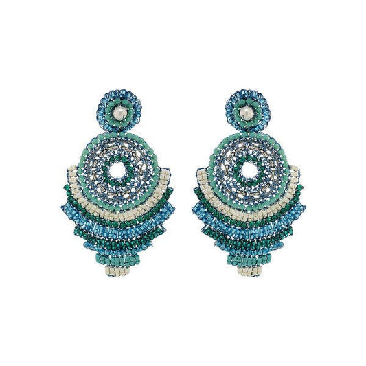 Ocean Blue Mix Ripples Maxi Handmade Crochet Earrings