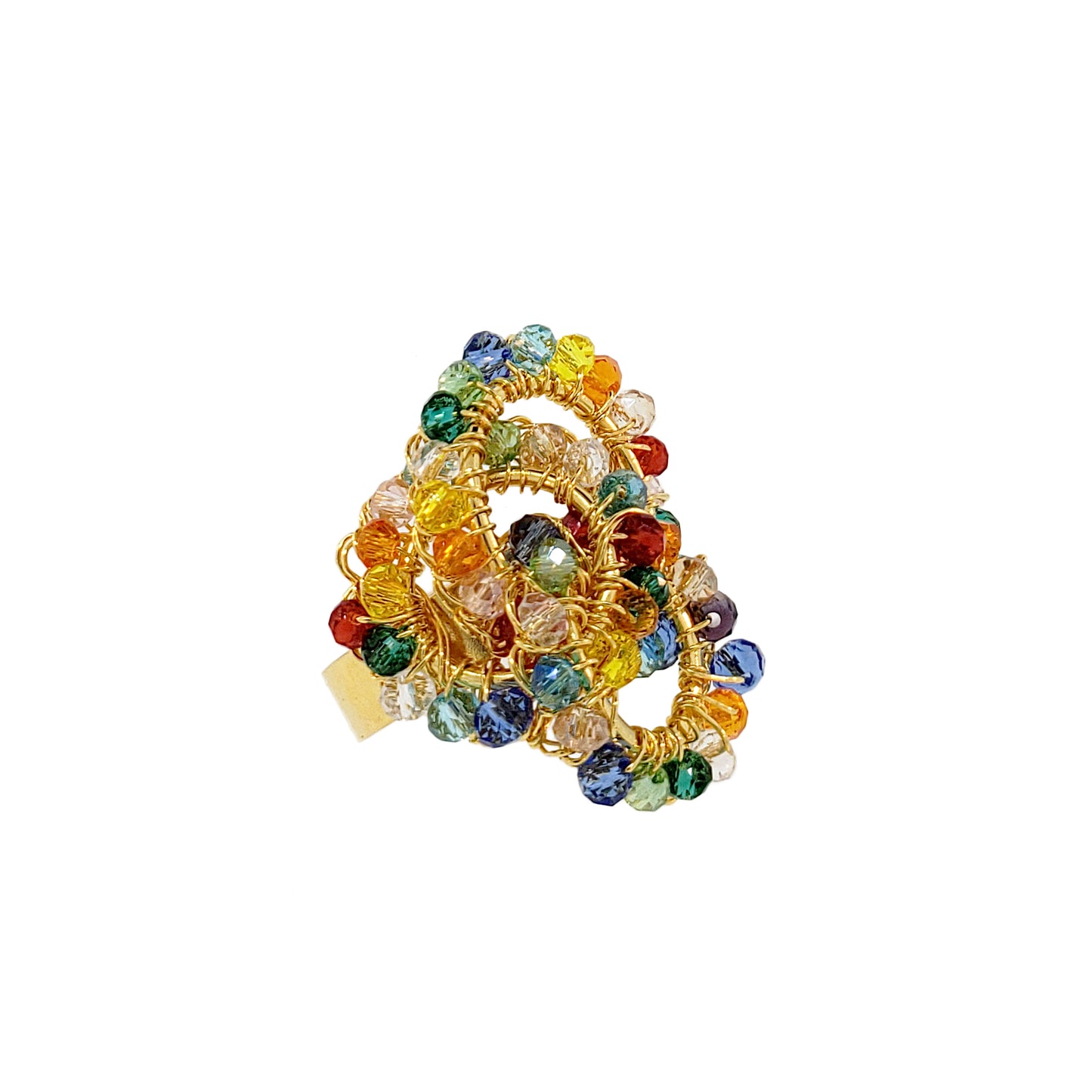 Multicolor & Gold Leah Trio Handmade Ring