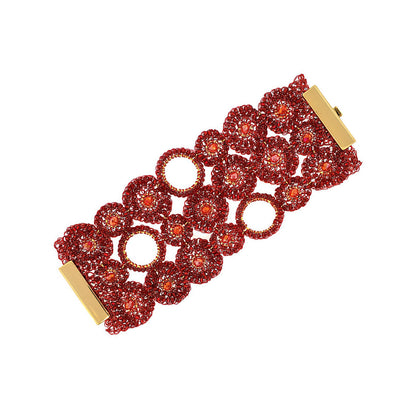 Red Velvet Patchwork Maxi Handmade Crochet Bracelet
