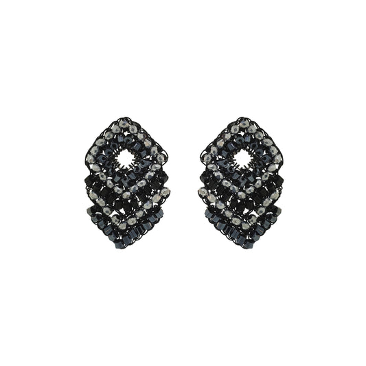 Royal Black Mix Rank Mini Posts Handmade Crochet Earrings