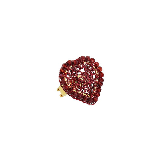 Cherry Red Amour Handmade Crochet Ring