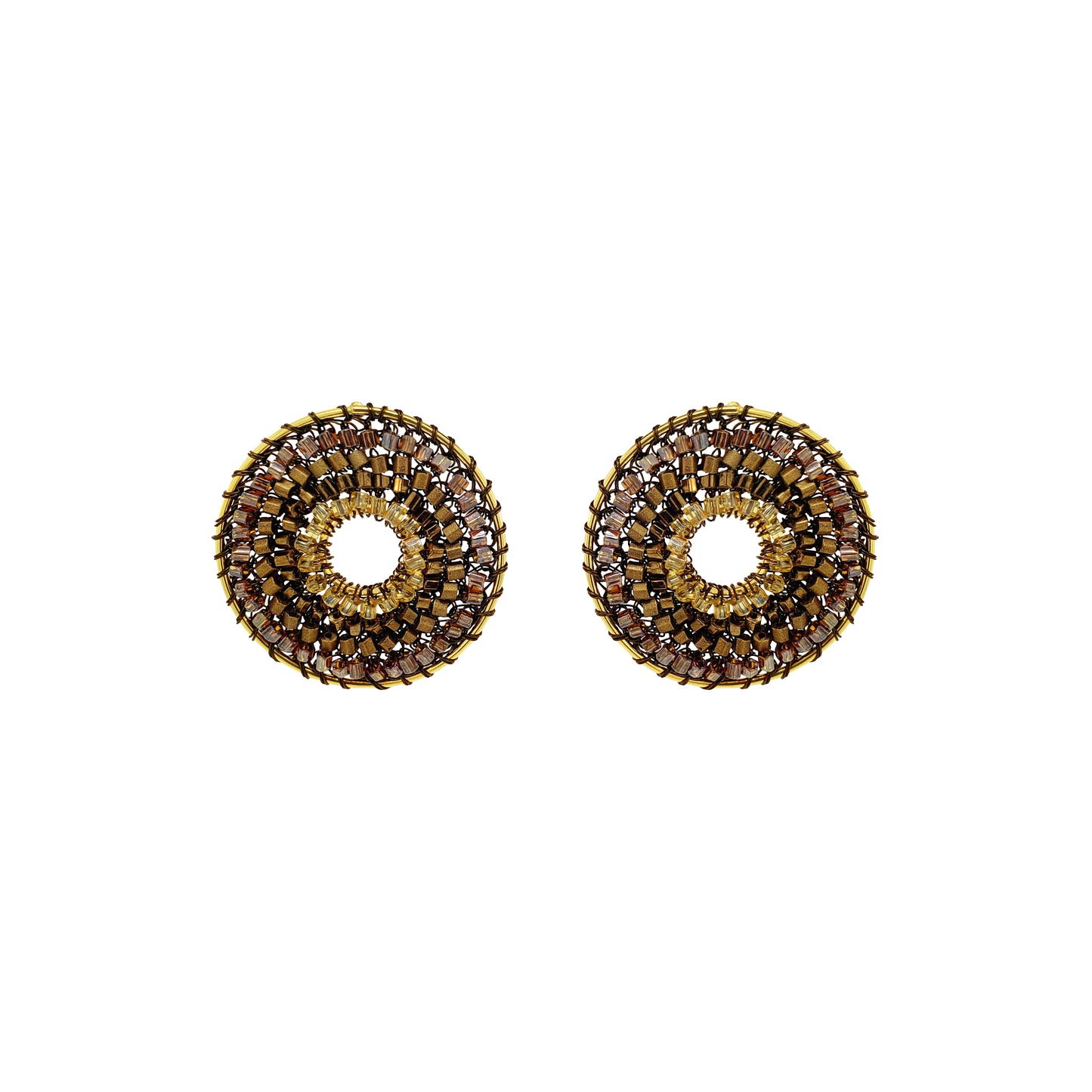 Sepia Mix Gia Post Handmade Crochet Earrings