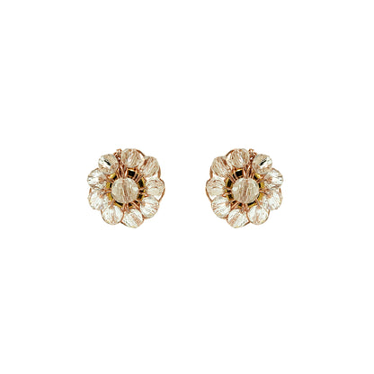 Clear & Rose Gold Chloe Mini Post Handmade Crochet Earrings