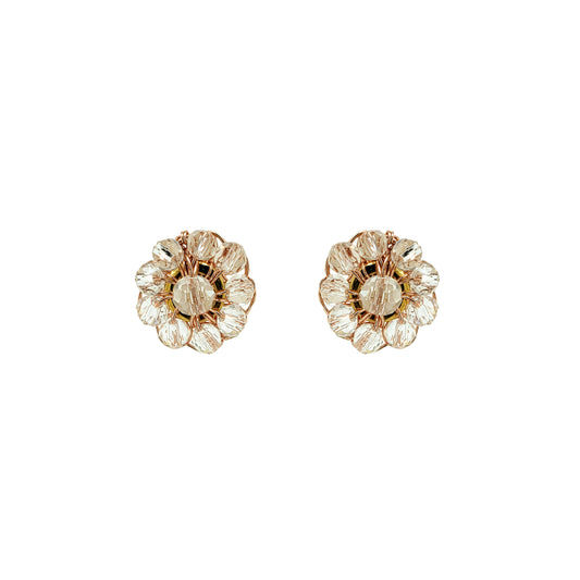Clear & Rose Gold Chloe Mini Post Handmade Crochet Earrings