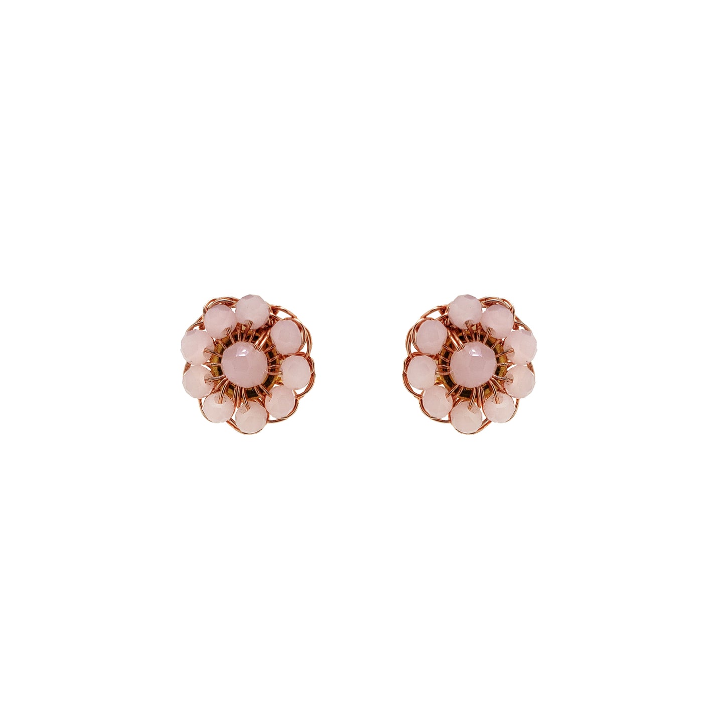 Light Pink & Rose Gold Chloe Mini Post Handmade Crochet Earrings