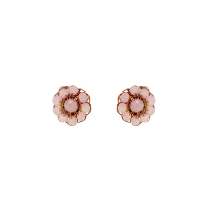 Light Pink & Rose Gold Chloe Mini Post Handmade Crochet Earrings
