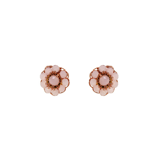 Light Pink & Rose Gold Chloe Mini Post Handmade Crochet Earrings