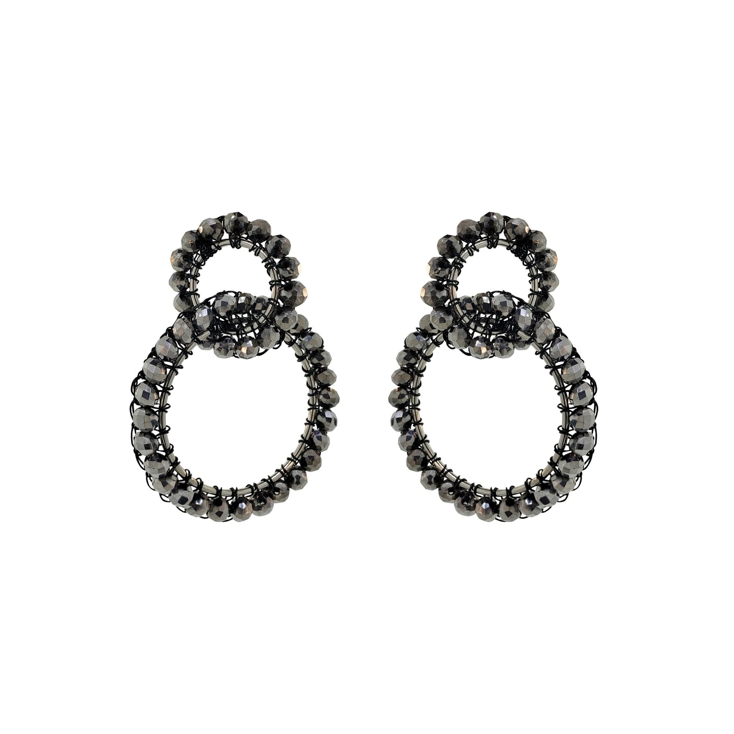 Moss Green & Graphite Ellie Handmade Crochet Earrings