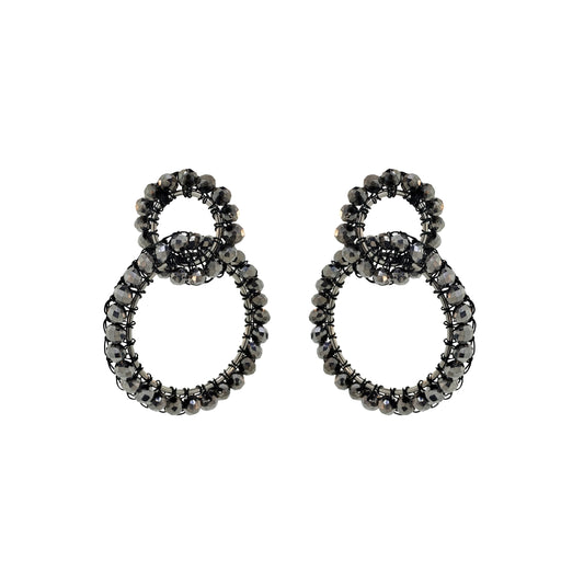 Moss Green & Graphite Ellie Handmade Crochet Earrings