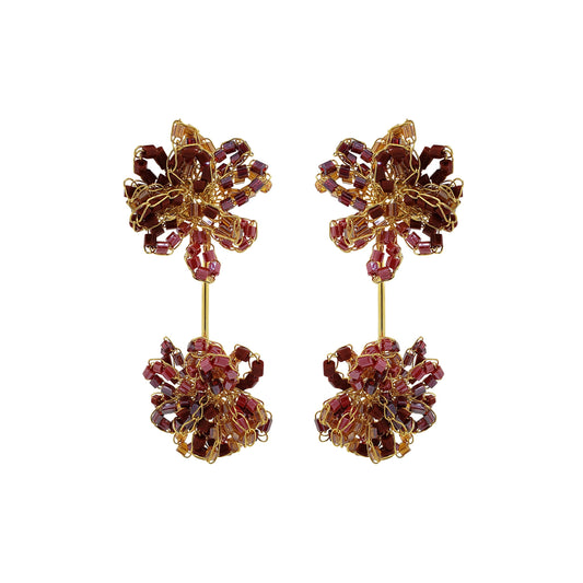 Crimson Red Mix Agatha Handmade Crochet Earrings