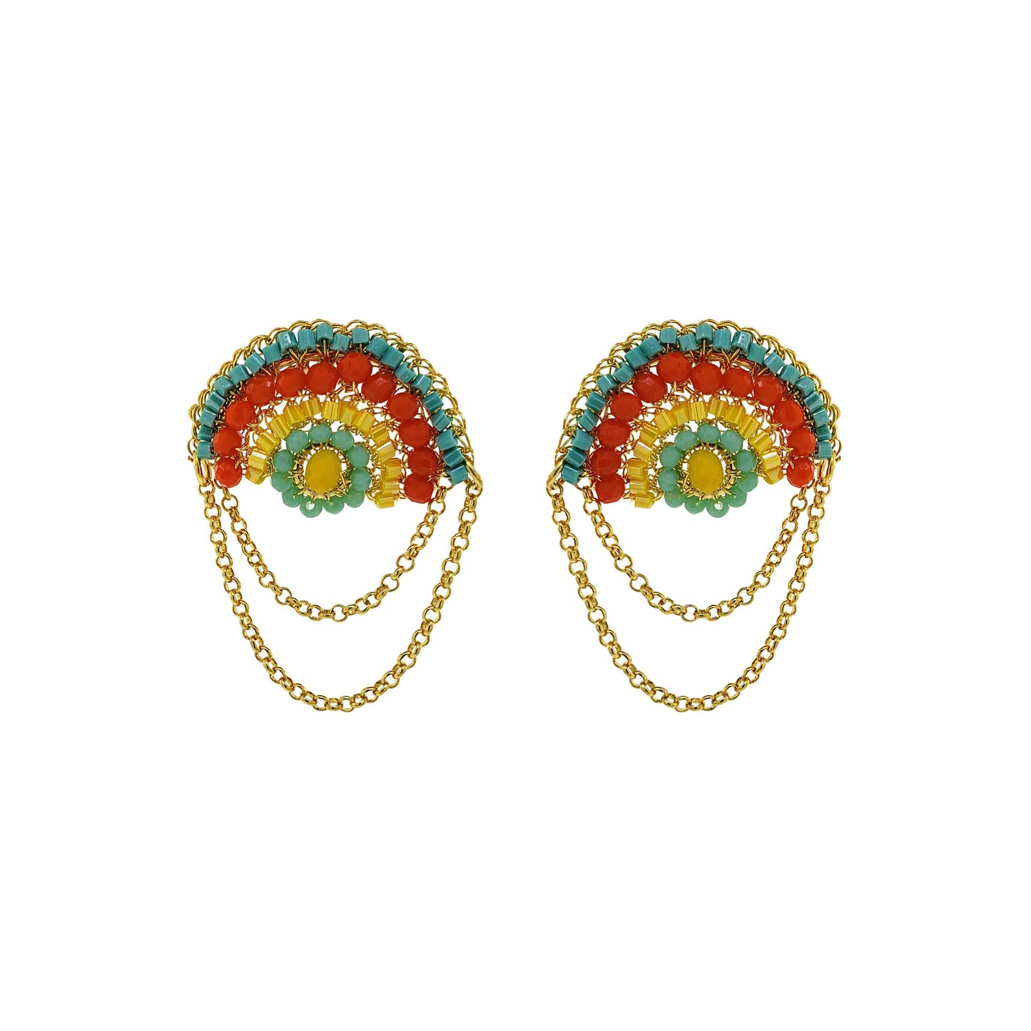 Summer Vibe Mix Freya Round Posts Handmade Crochet Earrings