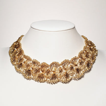 Black & Gold Shells Handmade Crochet Necklace