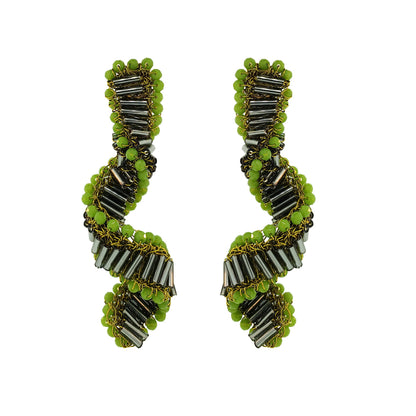 Neon Green Mix Helix Handmade Crochet Earrings