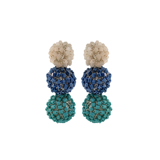 Caribbean Triple Crochet Ball Cascade Handmade Earrings