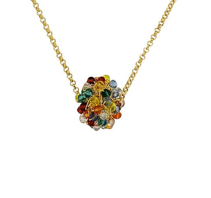 Multi & Gold Maya Handmade Crochet Necklace