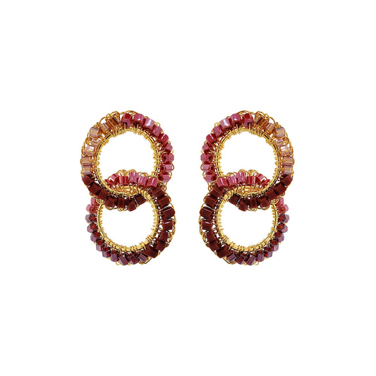 Crimson Red Mix Nova Handmade Crochet Earrings