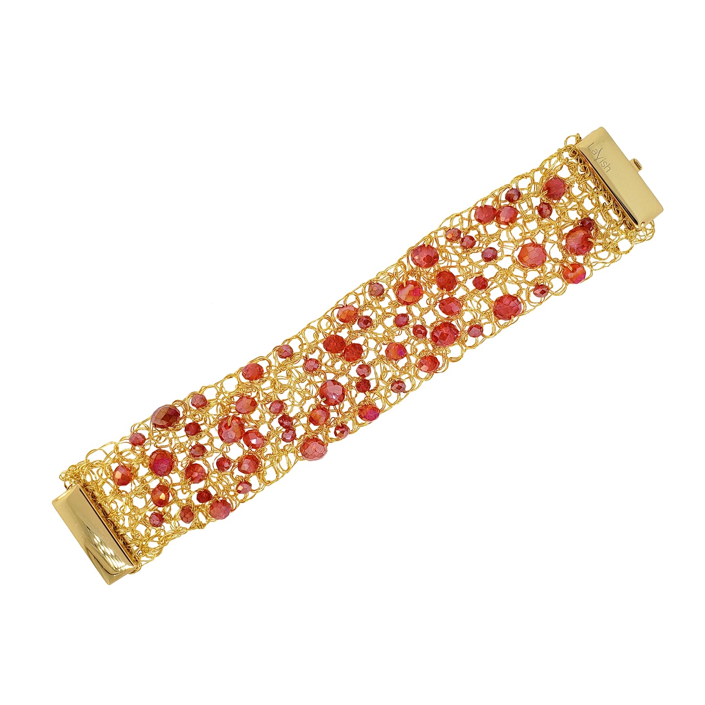 Red & Gold Aurora Handmade Crochet Bracelet