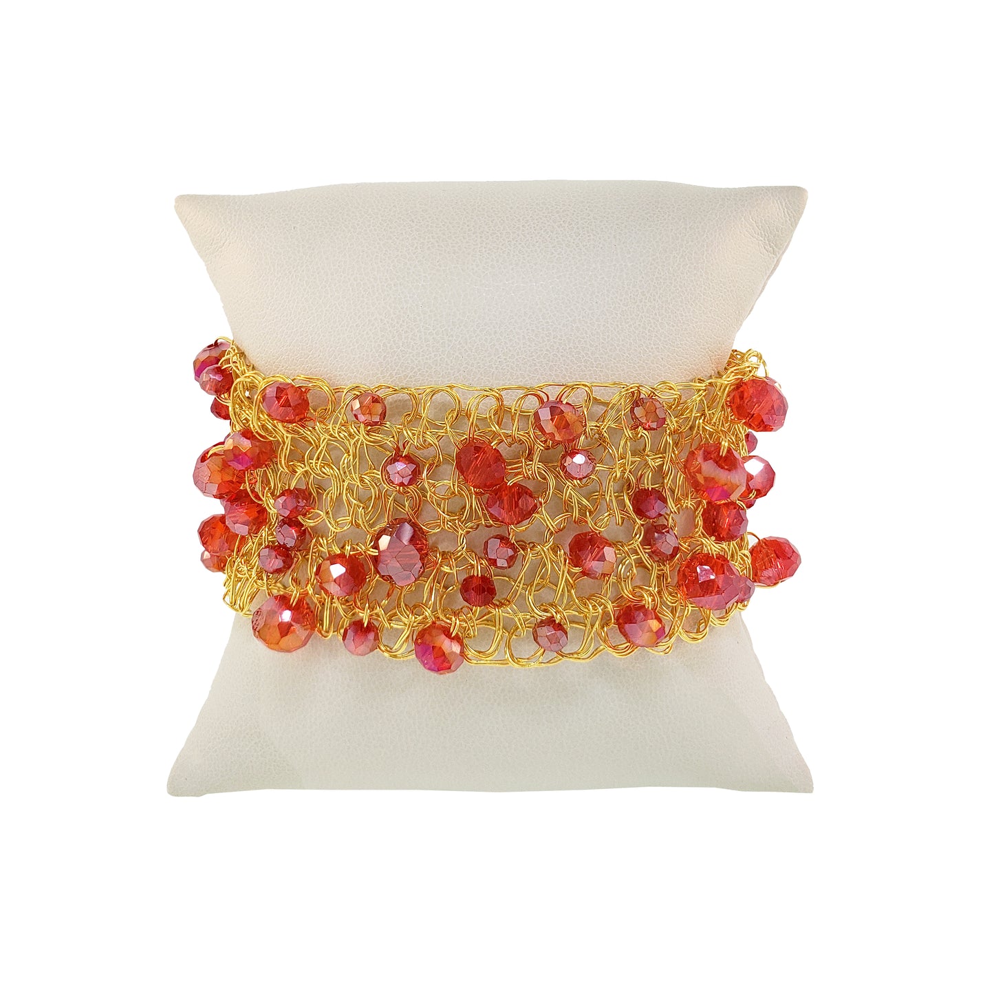 Red & Gold Aurora Handmade Crochet Bracelet