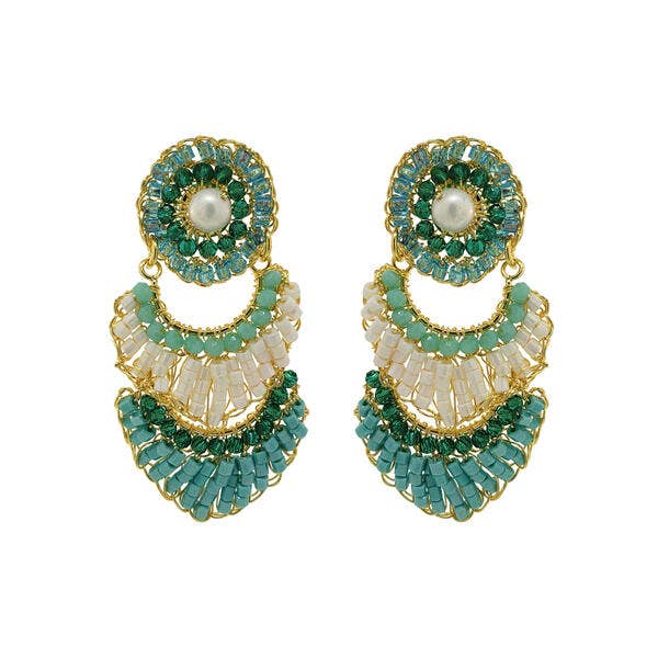 Ocean Teal Mix Siren Handmade Crochet Earrings