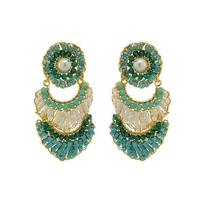 Ocean Teal Mix Siren Handmade Crochet Earrings