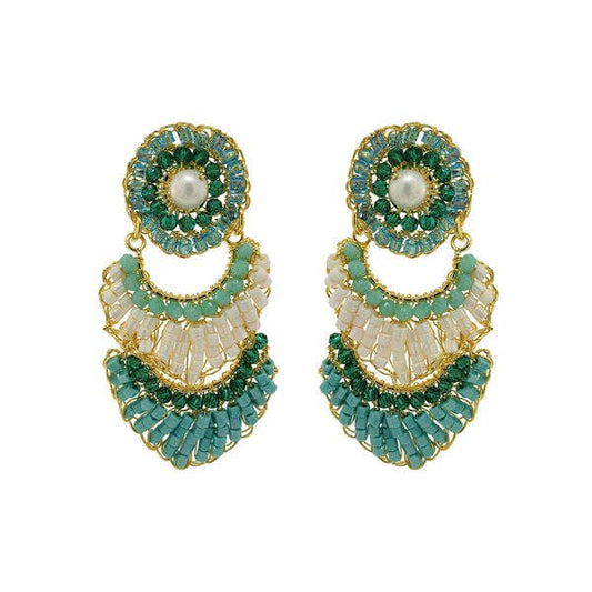 Ocean Teal Mix Siren Handmade Crochet Earrings