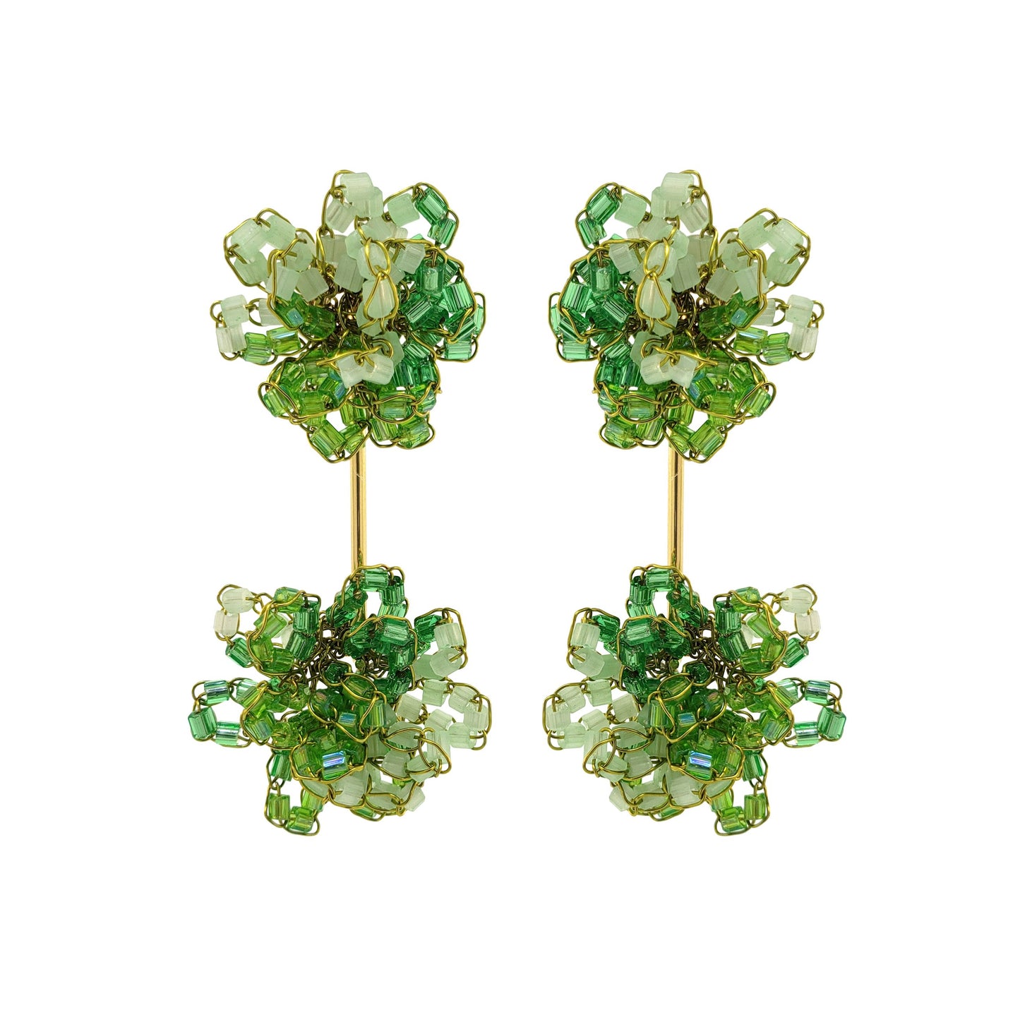 Jade Green Mix Agatha Handmade Crochet Earrings