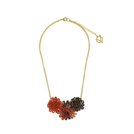 Mystic Amber Mix Fiori Handmade Crochet Necklace