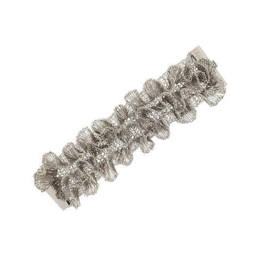 All Silver Rio Handmade Ruffled Crochet Bracelet
