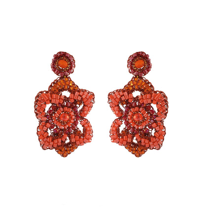 Coral Red Mix Mermaid Duo Handmade Earrings