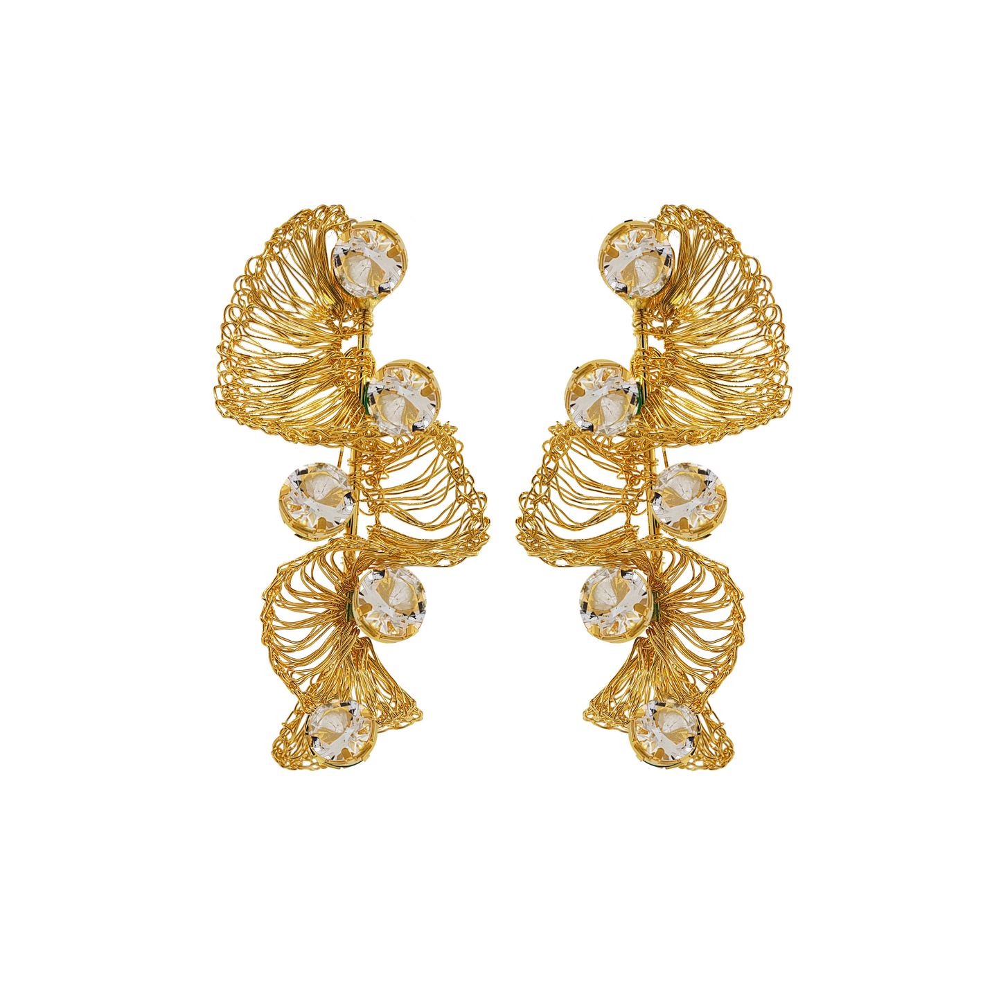 Ruffled Prism Crystal Handmade Crochet Earrings