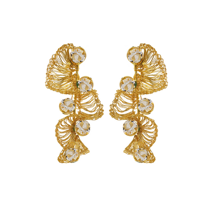 Ruffled Prism Crystal Handmade Crochet Earrings