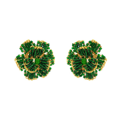 Emerald Green & Gold Flora Handmade Post Earrings