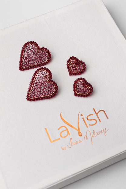 Cherry Red Amour Mini Posts Handmade Crochet Earrings