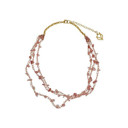 Rose Quartz Mix Rocks Mini Strings Handmade Necklace