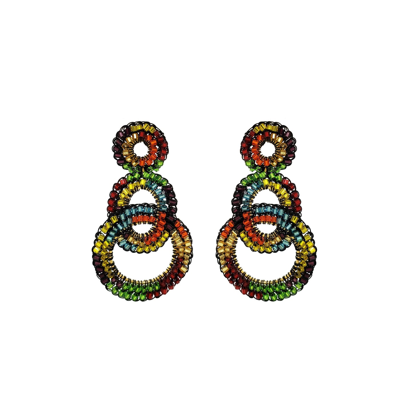 Multicolor & Black Artemis Handmade Crochet Earrings