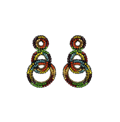 Multicolor & Black Artemis Handmade Crochet Earrings