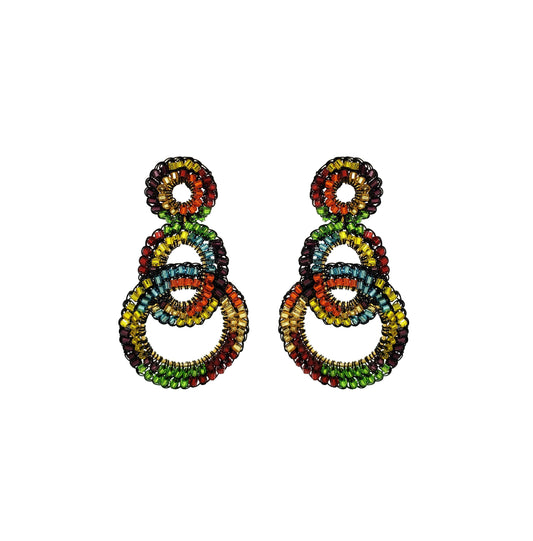 Multicolor & Black Artemis Handmade Crochet Earrings