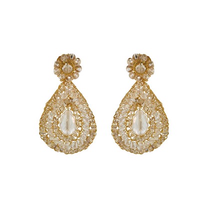 Crystal Teardrop Handmade Crochet Earrings