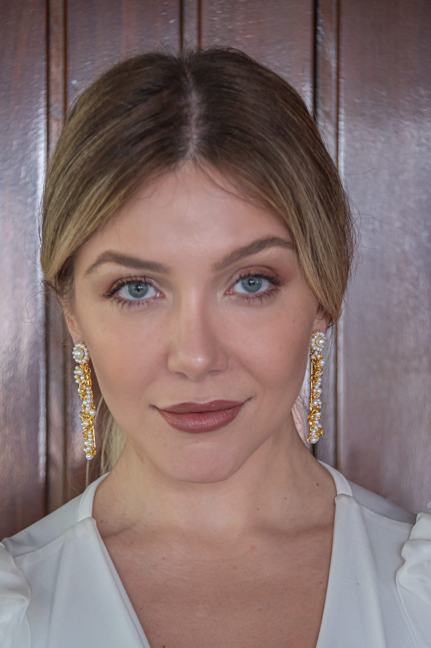 Pearl & Gold Hera Drop Handmade Crochet Earrings