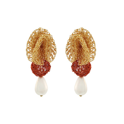 Copper Mix Reef Dangle Handmade Crochet Earrings