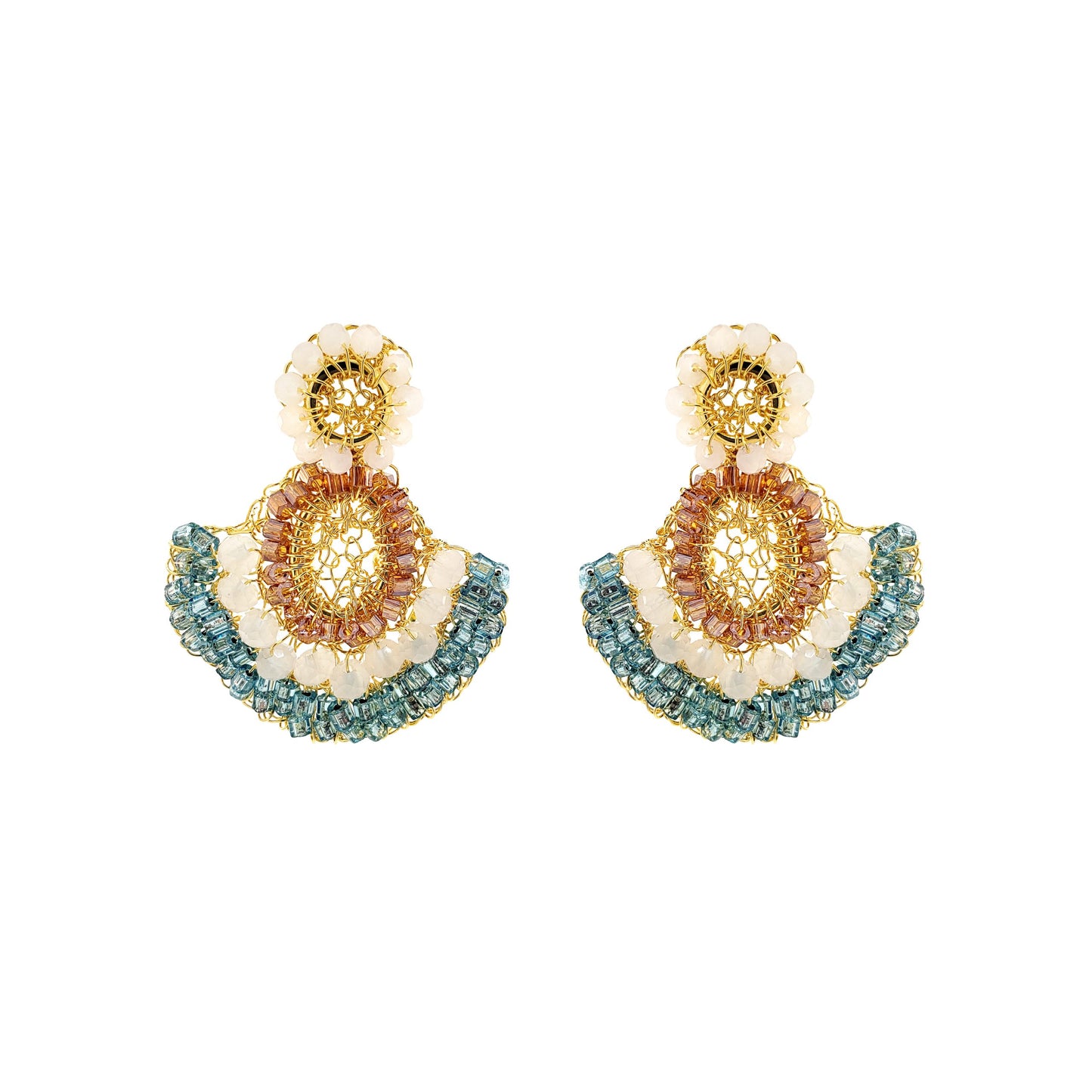 Seafoam Blue Mix Althea Mini Dangle Handmade Crochet Earrings