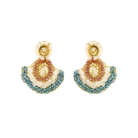 Seafoam Blue Mix Althea Mini Dangle Handmade Crochet Earrings